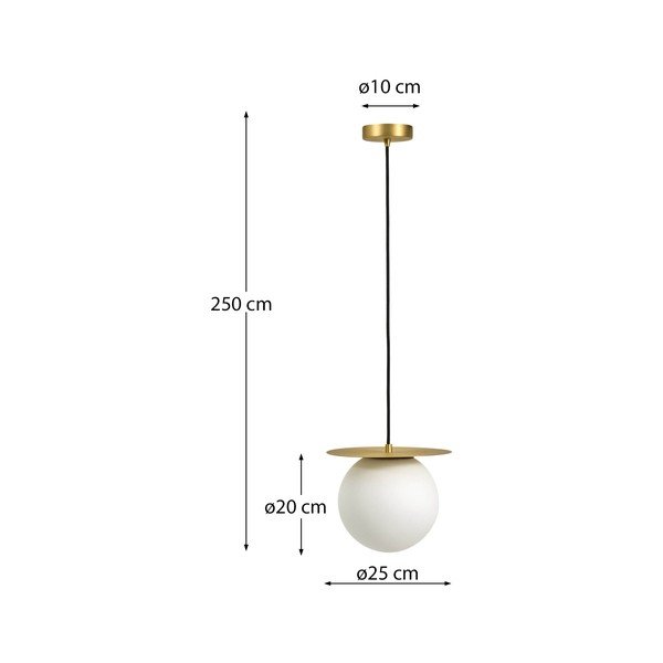 Fehér-aranyszínű fém függőlámpa üveg búrával ø 25 cm Brisia – Kave Home-image-4