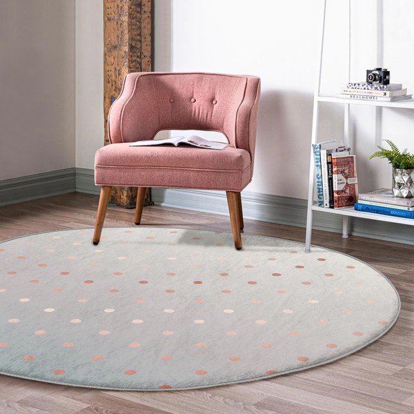 Szürke-rézszínű mosható-robotporszívóval tisztítható kerek szőnyeg ø 80 cm Comfort – Mila Home-image-1