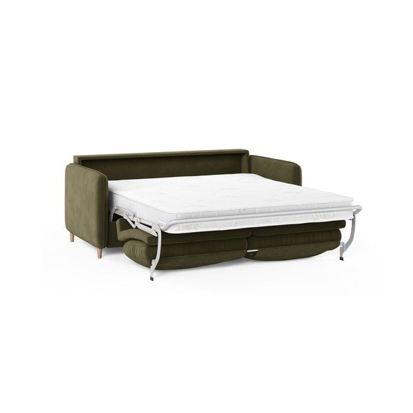 Zöld bársony kanapé mindennapos alvásra 184 cm – Micadoni -image-1