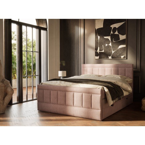 Lila ágyneműtartós boxspring ágy 160x200 cm Caya – Maison de Rêve-image-1