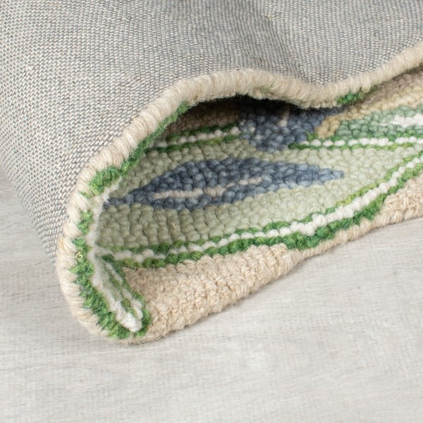 Zöld kézi szövésű gyapjú futószőnyeg 60x230 cm Bryony Shaped Floral – Flair Rugs-image-3