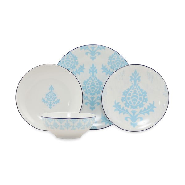 Ornaments 24 db-os fehér-kék porcelán étkészlet - Kütahya Porselen