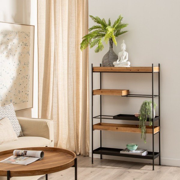 Fekete fém polcos állvány 85x130 cm – Ixia-image-1