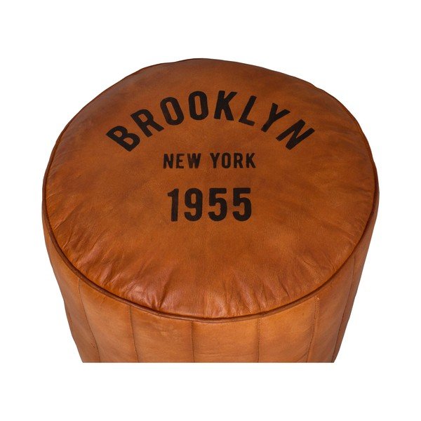 Konyakbarna bőr puff Brooklyn – Antic Line-image-1