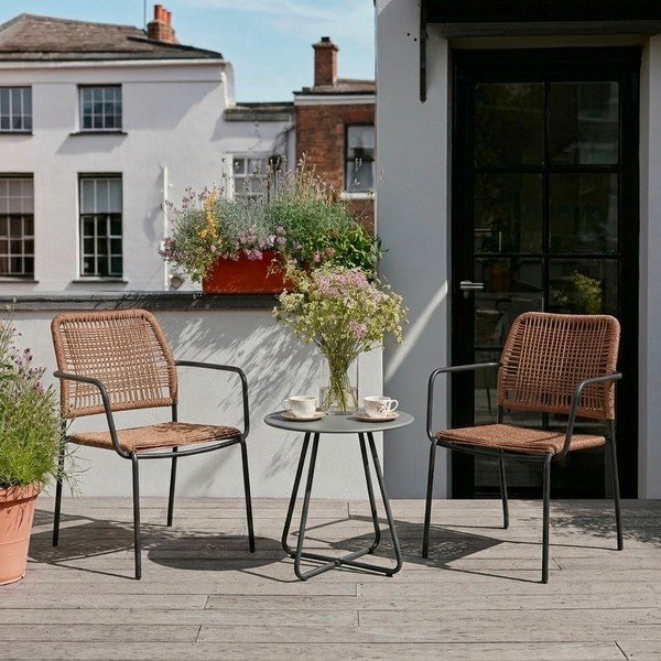 Sötétszürke-natúr színű fém kerti szék Jable – Bizzotto-image-1