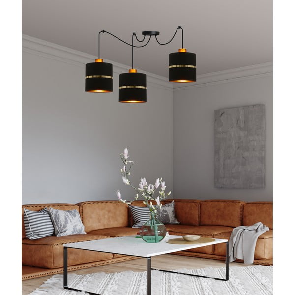 Fekete függőlámpa textil búrával ø 15 cm Assam – Candellux Lighting-image-1