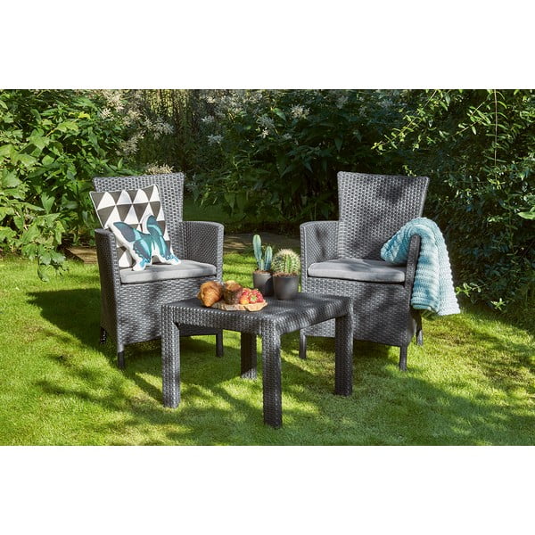 Antracitszürke műrattan kétszemélyes kerti lounge szett Rosario – Keter-image-2