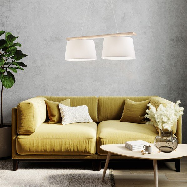 Világosbarna függőlámpa textil búrával ø 35 cm Aida – LAMKUR-image-1