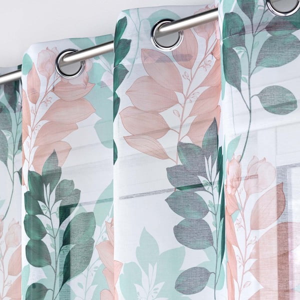 Fehér-zöld átlátszó függöny 140x280 cm Belline – douceur d'intérieur-image-1