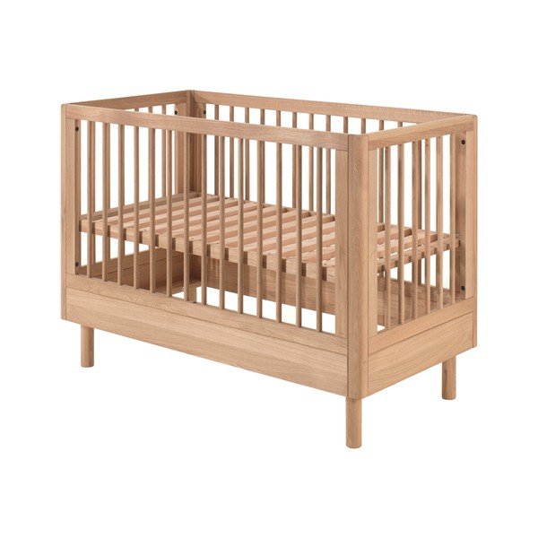 Natúr színű tölgyfa babaágy állítható magassággal 60x120 cm Forrest – Vipack-image-3