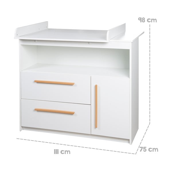 Fehér alacsony gyerek komód 107x98 cm Lilo – Roba-image-4