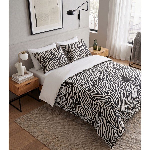 Fekete egyszemélyes ágyneműhuzat 200x140 cm Zebra – Mijolnir-image-2