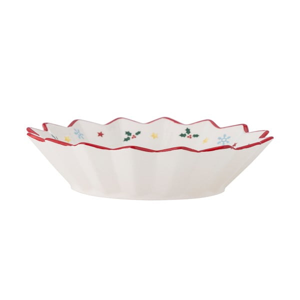 Piros-krémszínű kerámia szervírozó tányér karácsonyi mintával ø 20 cm Naive – Bloomingville-image-4