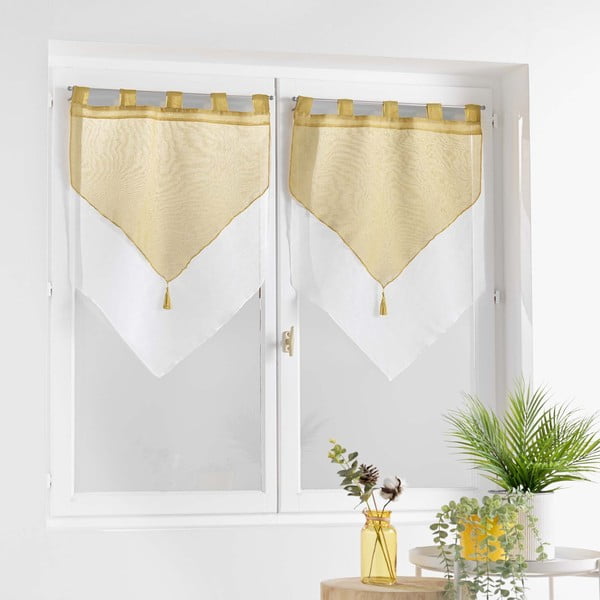 Sárga-fehér átlátszó függöny szett 2 db-os 60x90 cm Duetto – douceur d'intérieur-image-2