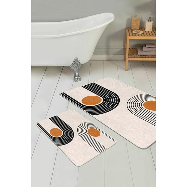 Bézs bársony fürdőszobai kilépő szett 2 db-os 60x100 cm Dot Arch – Mila Home-image-3