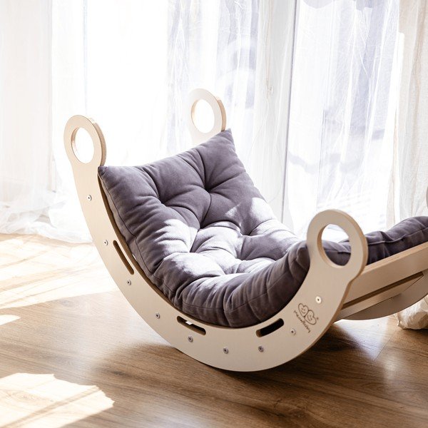 Szürke-natúr színű borovi fenyő hinta 39x75x38 cm Montessori – Meowbaby-image-1