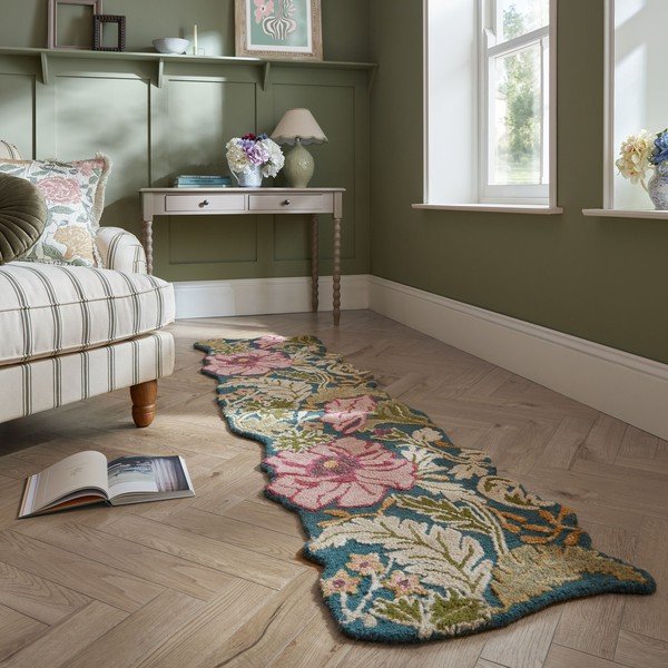 Kézi szövésű gyapjú futószőnyeg 60x230 cm Daphne Shaped Floral – Flair Rugs-image-1