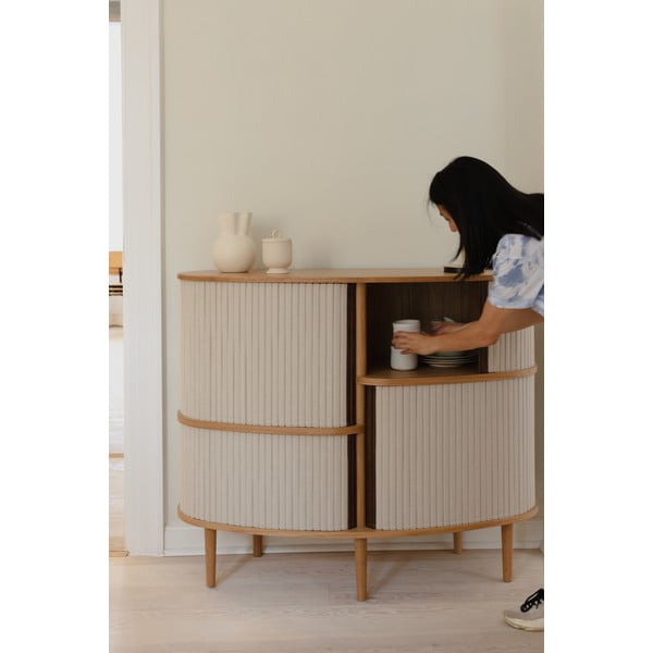 Bézs-natúr színű szekrény tolóajtóval, tölgyfa dekorral 120x100x50 cm Audacious – UMAGE-image-1