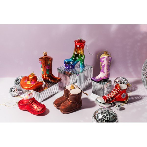 Üveg karácsonyfadísz 7 cm Cowboy Boot – Sass & Belle-image-2