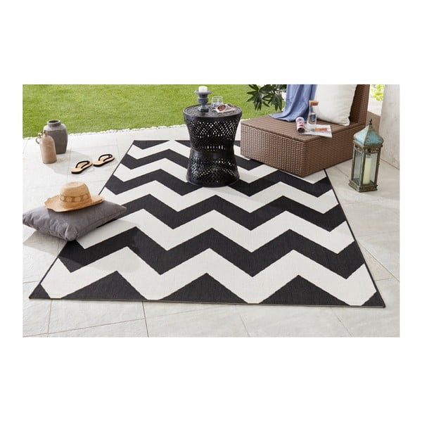 Unique fekete-fehér kültéri szőnyeg, 120 x 170 cm - Bougari-image-1