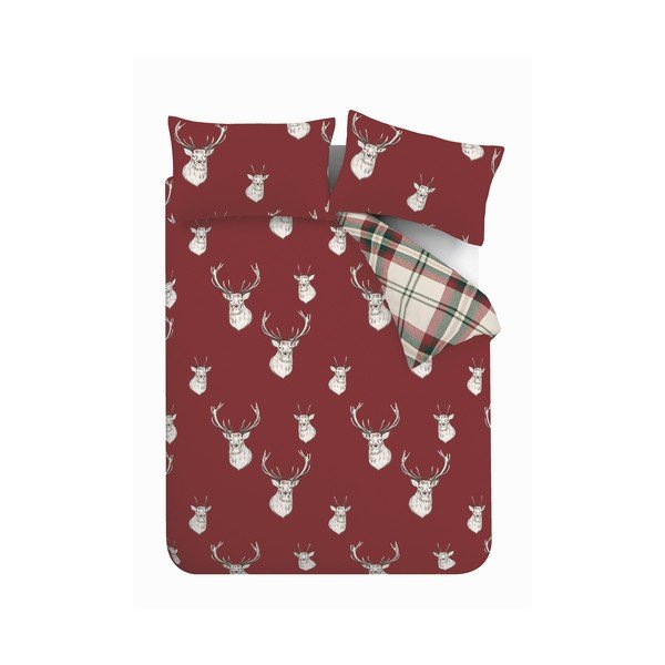 Piros kétszemélyes-hosszabbított ágyneműhuzat 230x220 cm Munro Stag Check – Catherine Lansfield