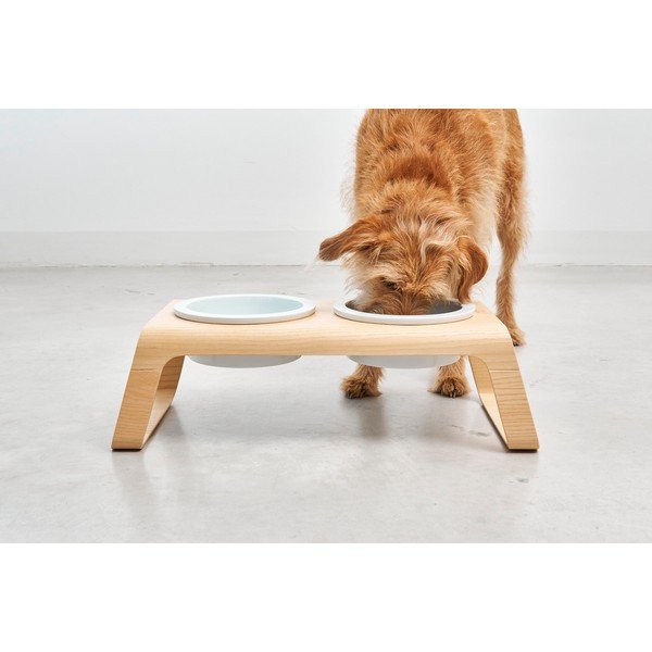 Tálka szett állvánnyal kutyáknak Desco Ash Natural M – MiaCara-image-4