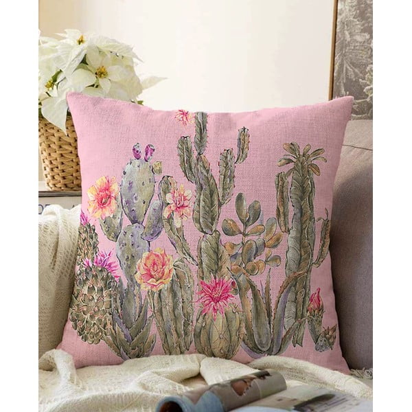 Blooming Cactus rózsaszín pamut keverék párnahuzat, 55 x 55 cm - Minimalist Cushion Covers