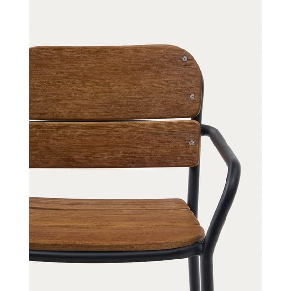 Fekete-barna tömörfa-fém kerti szék Algueret – Kave Home-image-4