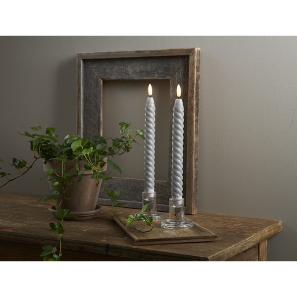 Flamme Swirl Antique 2 db szürke LED viaszgyertya, magasság 25 cm - Star Trading-image-4