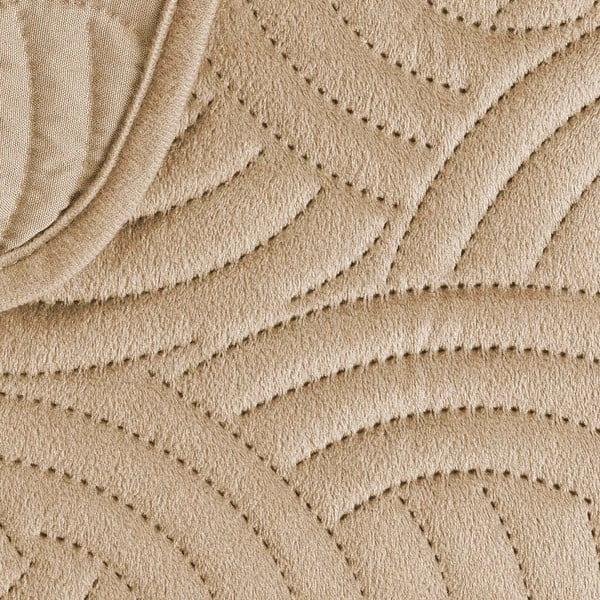 Világosbarna bársony ágytakaró és párnahuzat szett 240x260 cm Solange – douceur d'intérieur-image-4