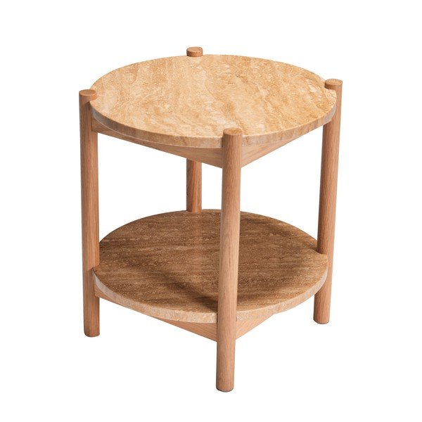 Kerek tárolóasztal kő asztallappal ø 43 cm Trava – Hübsch-image-2