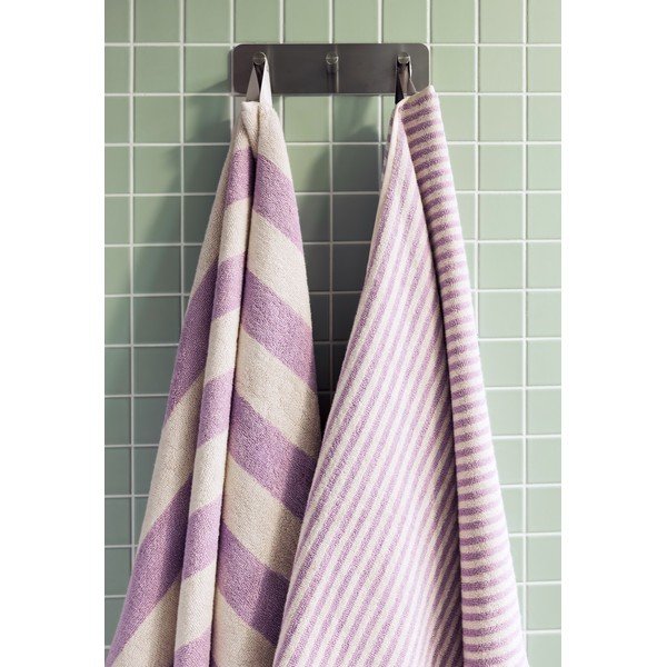 Levendula színű-krémszínű frottír pamut törölköző 50x80 cm Gobo – noo.ma-image-1