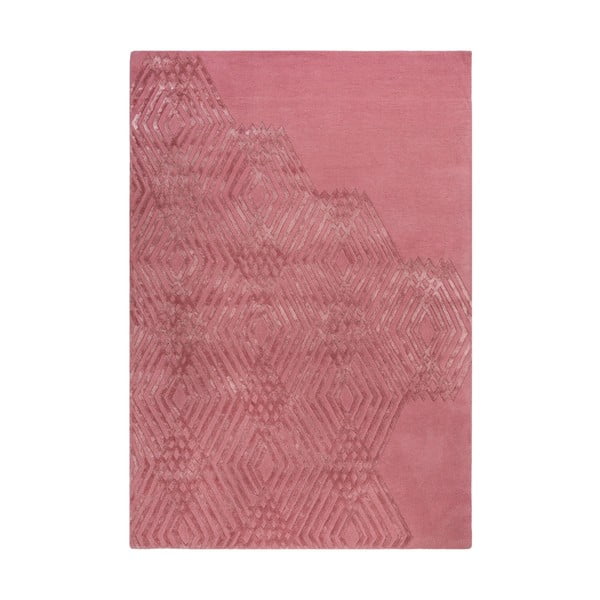 Diamonds rózsaszín gyapjú szőnyeg, 120 x 170 cm - Flair Rugs