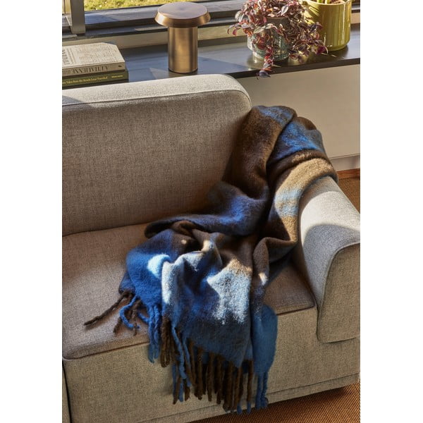 Kék-barna takaró 200x140 cm Inlet - Hübsch-image-1