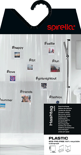 Zuhanyfüggöny 180x200 cm Hashtag – Spirella-image-2