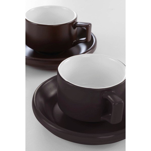 Barna kerámia csésze szett 4 db-os csészealjjal 300 ml Thelma – Jotex-image-3