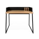 Volga fekete íróasztal tölgyfa mintás részletekkel - TemaHome