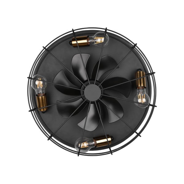 Matt fekete mennyezeti lámpa távirányítóval-ventilátorral Trondheim – Trio-image-3