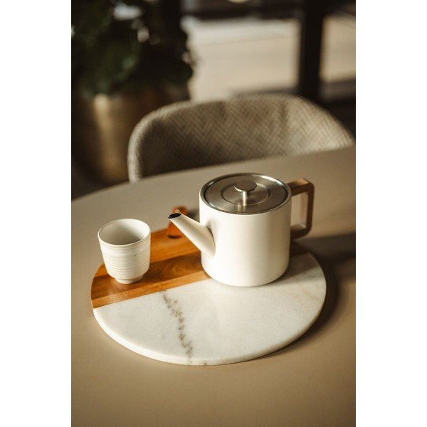 Elefántcsont színű rozsdamentes acél teáskanna szűrővel 1,1 l Duet Narvik – Bredemeijer-image-1