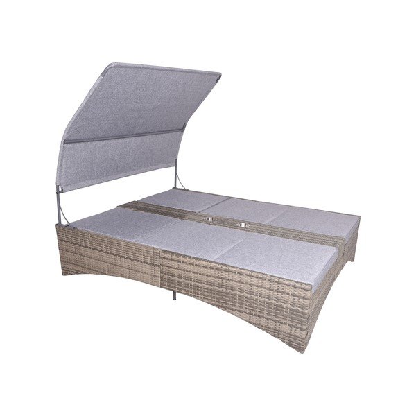 Szürke kétszemélyes fém-műrattan kerti napozóágy Pescara – Garden Pleasure