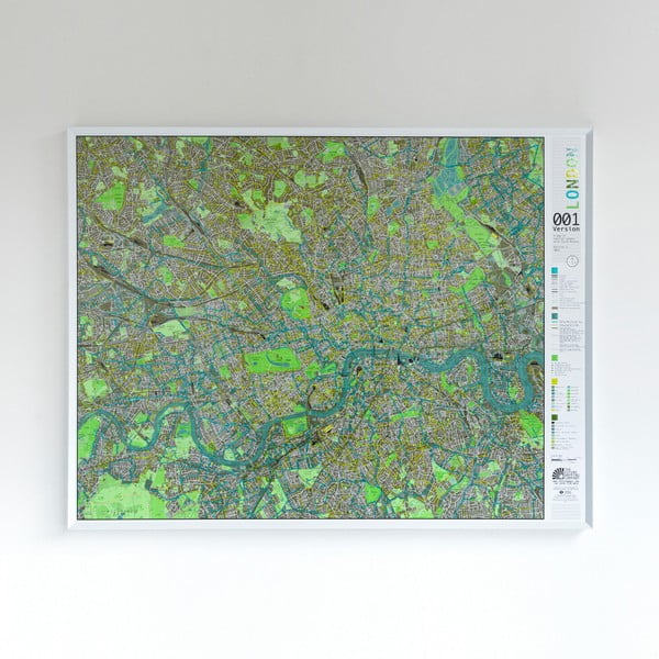 Street Map zöld térkép áttetsző borítással - London, 130 x 100 cm - The Future Mapping Company