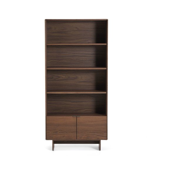 Sötét natúr színű polcos állvány diófa dekorral 90x190x35 cm Norlen – Kave Home-image-3
