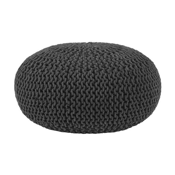 Knitted fekete fonott puff, ⌀ 70 cm - LABEL51