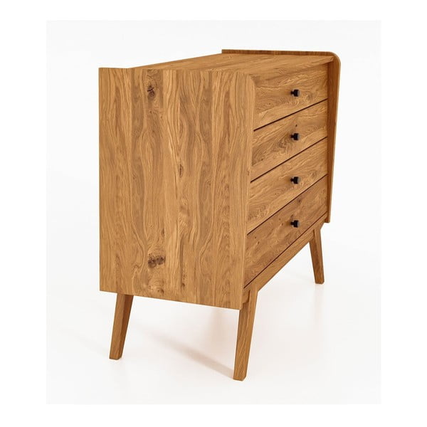 Alacsony tölgyfa komód 100x90 cm Retro - The Beds-image-3