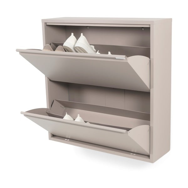 Szürkésbarna fém billenő ajtós cipőtartó 75x77,5x22,5 cm Billy – Spinder Design-image-2