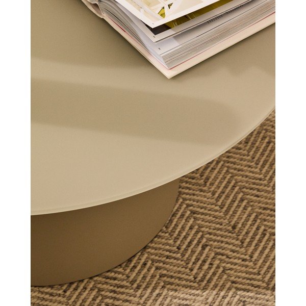 Világosszürke kerek dohányzóasztal üveg asztallappal ø 80 cm Wilshire – Kave Home-image-4