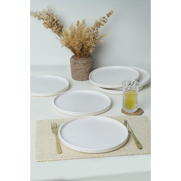 Fehér kerámia tányér készlet 6 db-os ø 27 cm – Hermia-image-1
