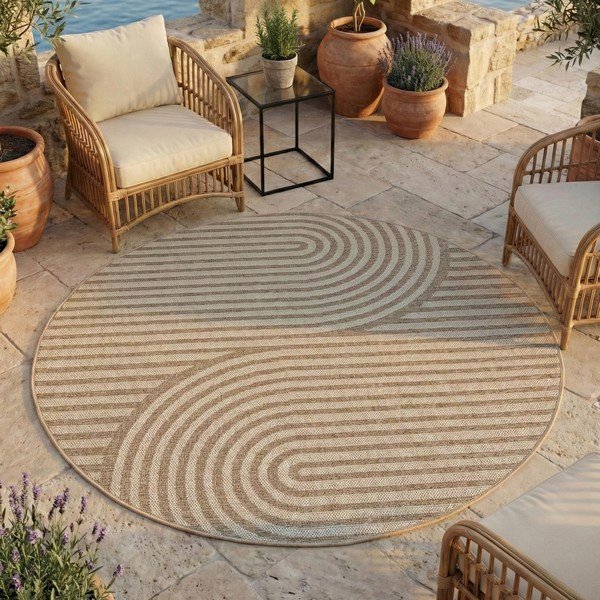 Bézs kerek kültéri-beltéri szőnyeg ø 80 cm Desert 1301 – Ayyildiz Carpets-image-1