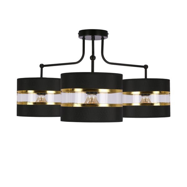 Fekete mennyezeti lámpa textil búrával ø 20 cm Andy – Candellux Lighting