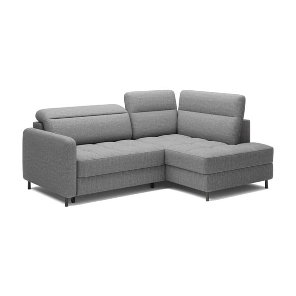 Szürke bársony kinyitható-tárolóhelyes sarokkanapé (jobb oldali-L alakú) Barea – ELTAP-image-2